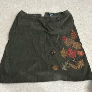 Norton Studio green corduroy embroidered skirt size 16w